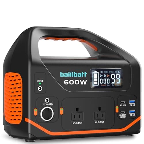 Portable Power Station 600W 293Wh Camping Lithium Battery, Portable Generator for Home Use Emergency Power Station Backup Travel Outdoor 100W PD & 120V Pure Sine Wave AC Outlet - Image 1
