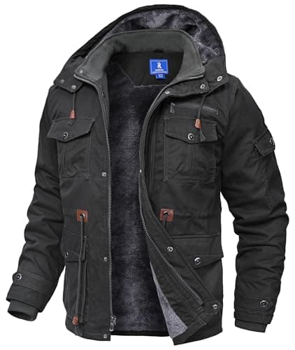 Zoofly Thermal Jackets for Men Cotton with Liner Snowboard Coats Warm wither Jackets Mens Windproof Dark Grey S - Image 1