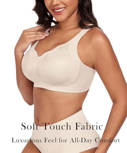 SHIJIALI Womens Wireless Bra Supportive Seamless Bras Full Coverage Push Up Comfortable No Underwire Tshirt Bras Nude - Thumbnail 3