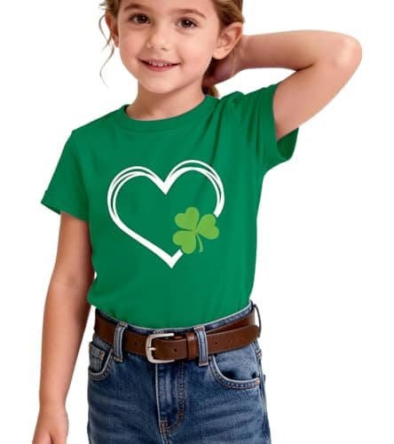 St Patrick Day Shirt Kid-Irish Girl St Patty Short Sleeve Toddler Boy Heart Shamrock Tee Tops - Thumbnail 5