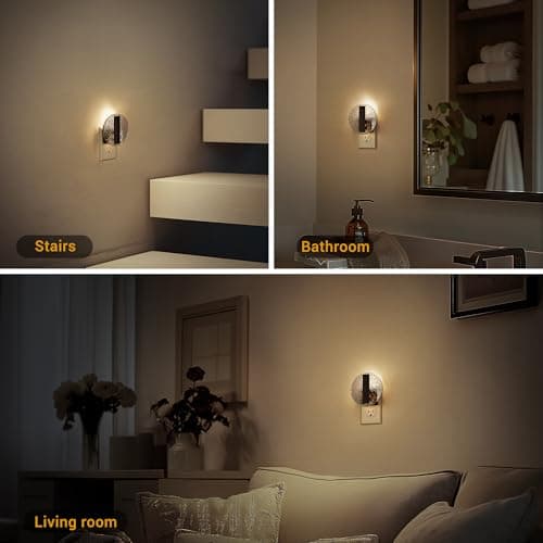 JandCase Night Light, LED Night Lights Plug into Wall, 3000K Warm White Nightlight with Dusk to Dawn Light Sensor, 0-100LM Adjustable Brightness, for Bathroom, Bedroom, Hallway, Stairs, 2 Pack - Thumbnail 5