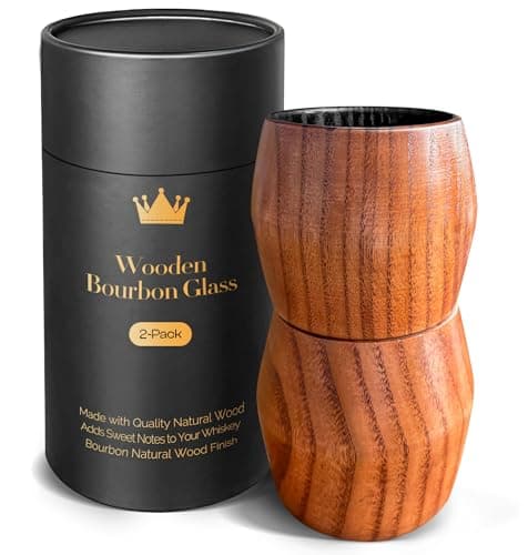 Charred Wooden Bourbon Drinking Glass, Bourbon Gifts for Men – 10 oz Wooden Old Fashioned Glasses Set Whiskey Tumbler | Birthday Whiskey Gifts for Men, Dad or Brother Original Bourbon Tumbler (2 Pack) - Image 1