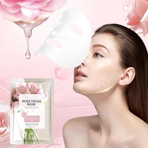 Face Masks Skincare for All Skin Types, Pink Rose Hydrating Face Sheet Masks Suitable for Sensitive Skin, Moisturizing Facial Mask for Women Skin Care, Face Mask Gifts for Face Spa 10 Sheets - Thumbnail 2