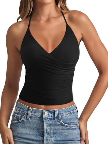 REORIA Halter Tops for Women Black - Image 1