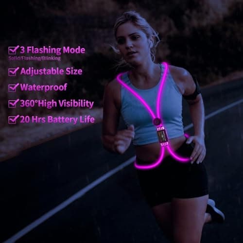 esonstyle LED Reflective Vest, Safety USB Rechargeable Running Vest for Men or Women, Three Light Modes, Waterproof LED Light Vest for Running, Cycling or Walking - Thumbnail 2