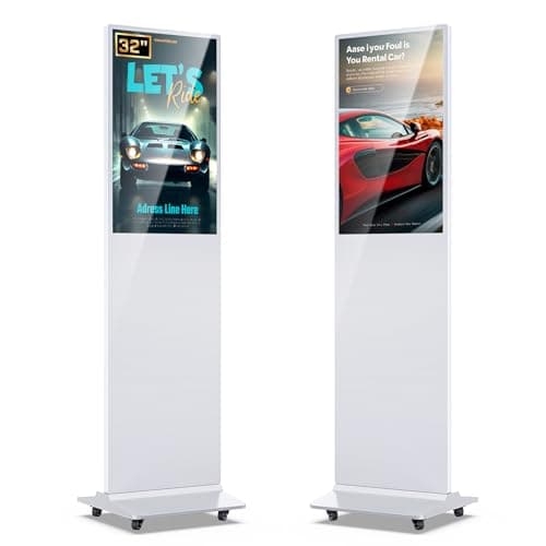 QIXZOCV MWE 32 Inch Digital Signage Advertising Display Kiosk LCD Screen Indoor Floor Standing Commercial Totem Android System Vertical Poster with Auto Media Player-White - Image 1