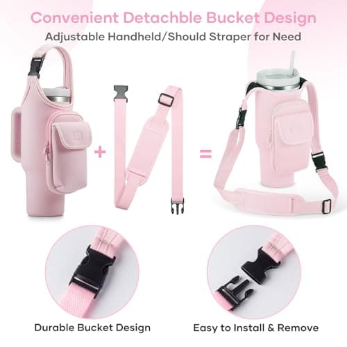 Bufilea Carrier Bag with Phone Holder Pockets for Stanley 40/30oz Tumbler with Handle, Insulated Neoprene Crossbody Bag Cup Holder w/Shoulder & Handheld Straps Fits Stanley Cup Accessories - Thumbnail 3