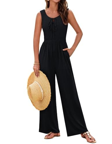 GRACE KARIN Jumpsuits for Women Spring Outfits for Women 2025 Work Women Black Jumpsuits With Pockets Black S - Image 1
