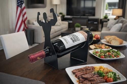 Vyrecronix Handsome Men's Wine Bottle Holder, Single Bottle Tabletop Display Rack, Stylish Black Metal Wine Bottle Storage Rack, Suitable for Home Bars and Kitchens, and Also Makes a Great Gift. - Thumbnail 4