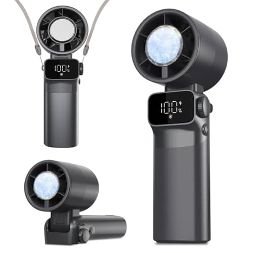 Ouddy Mode Portable Handheld Fan with Ice Cooler, Rechargeable Personal Fan, Up to 13Hrs Hand Held Foldable Pocket Cooling Turbo Fans for Travel, Outdoor Activities, Beach - Image 1