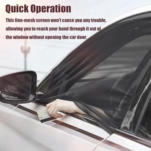 Car Window Screen for Cars and SUVs, Insect-Proof, Maintains Air Circulation, Sun Shading, Privacy Protection(2 Rear Windows) - Thumbnail 6