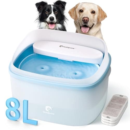 HOLAPAW Dog Water Fountain for Large Dogs, 2.1Gal/8L Dog Water Bowl Dispenser, No Spill Automatic Pet Water Fountain for Dogs Cats Multiple Pets with Ultra Quiet Pump, 3 Filter Replacement, Blue - Image 1