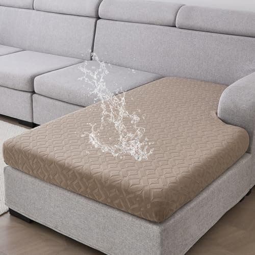 Couch Cushion Covers Waterproof, Stretch Sectional Couch Covers L Shape, Sofa Cushion Covers Washable, Non Slip Magic Sofa Covers, Sofa Slipcovers with Elastic Bottom, Pet-Friendly (1 Chaise Cover) - Image 1