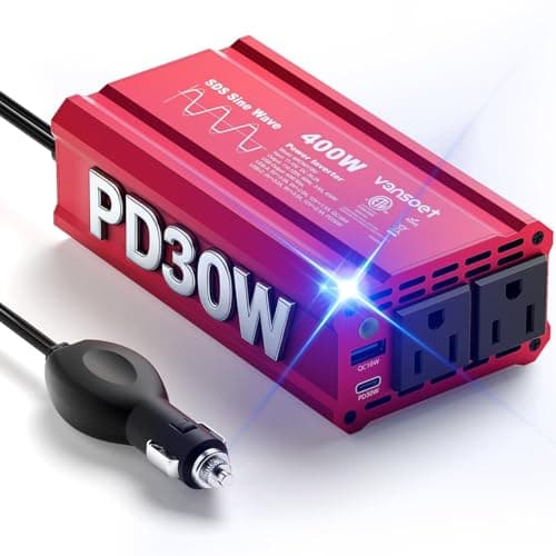 【2026 Upgraded】 400W Peak Clipped Sine Wave Car Power Inverter DC 12V to AC(2 Outlets) 110V Car Charger Plug Adapter Power Converter with PD3.0 & QC18W Dual USB Charging Ports - Image 1