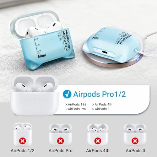 ZZTLHDS Music Drip Compatible AirPods Case, Compatible with AirPods Pro 1/2 and AirPods 4rd, Liquid Silicone Anti Fall Protective Cover with Lanyard (AirPods Pro 1/2-Blue) - Thumbnail 5