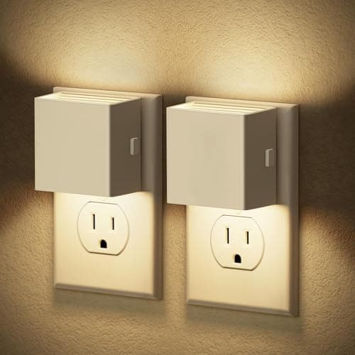 JandCase Night Light,Automatic Night Lights Plug into Wall,Dusk to Dawn,2 Pack Soft White 3000K Brightness Adjustable Nightlight for Kids Bedroom Bathroom Hallway Kitchen - Image 1