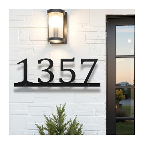 Vanskee Metal House Number Sign: Personalized Modern House Numbers for Outside, Custom Metal Address Signs for Houses, Large Number Address Plaque with Floating Screw Kit - Image 1