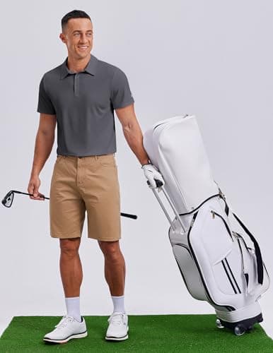 PINSPARK Moisture Wicking Polo Shirts for Men Quick Dry Golf Shirt Workout Tennis Polos Shirt Summer Collared Shirts Big 2XL Dark Grey - Thumbnail 3