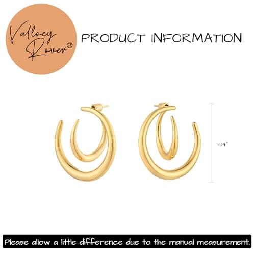 VALLOEY ROVER Stud Earrings for Women 14K Gold Plated Crescent Moon Earrings Stud 925 Sterling Silver Post Everyday Jewelry Gift for Women - Thumbnail 6