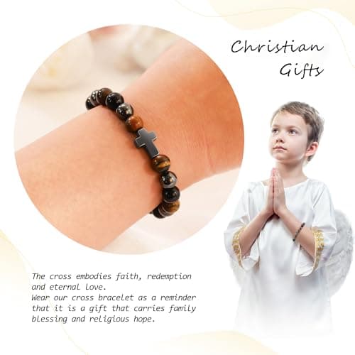 BAYLAY Gifts for Teen Teenage Boys, Cross Bracelet for Kids Grandkids Easter Christian Religious Baptism Birthday Gifts for Teens Boy Trendy Stuff Easter Essentials Basket Stuffers Fillers for Boys - Thumbnail 2