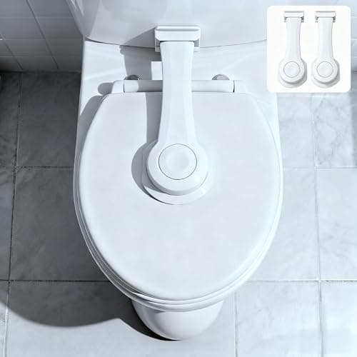 2-Pack Toilet Locks Baby Proof - Toilet Seat Locks for Toddlers, Strong 3M Adhesive, Easy One-Hand Operation, Child Safety, Fits Most Toilets - Image 1