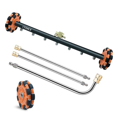 LTANLE 2-in-1 Can Move Horizontally Pressure Washer Undercarriage Cleaner Water Broom,23" Surface Cleaner Power Washer Attachment with 7 Nozzles 3 Extension Rods andSpare Wheel,4000 PSI - Image 1