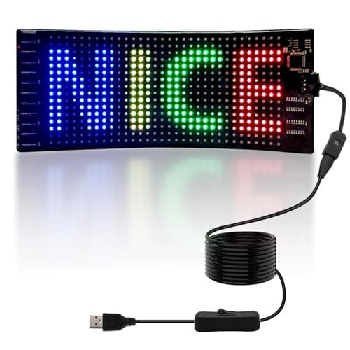 wooaismart Programmable LED Scrolling Sign - Full Color Display Board with Bluetooth APP Control - Custom Text & GIF Patterns - Perfect for Business Advertising & Car Displays (Full Color, 7" x 3") - Image 1