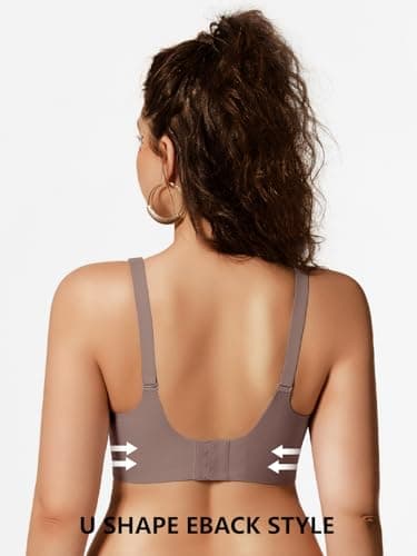 COCOMARTS Jelly Bras for Women No Underwire Scalloped Push Up Wireless Bralettes Seamless Soft Comfort Everyday Tshirt Bra Grey 4X-Large - Thumbnail 3