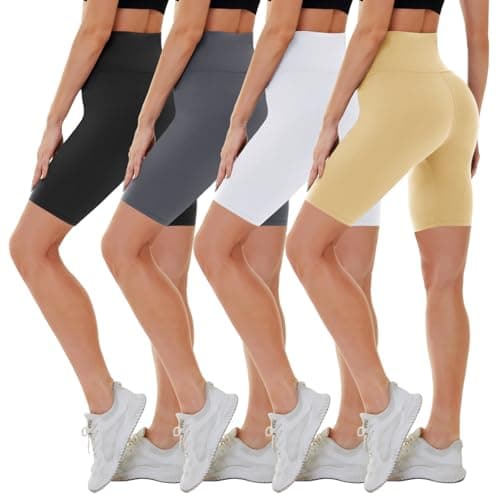 CAMPSNAIL 4 Pack Biker Shorts for Women High Waist - 5"/8" Tummy Control Soft Athletic Yoga Workout Running Gym Shorts - Image 1