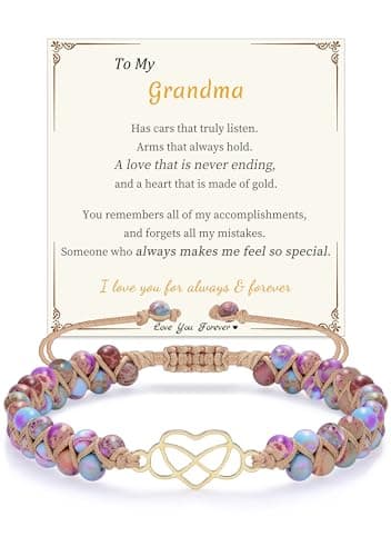 Sistble Mothers Day Gifts for Grandma, Grandma Birthday Gifts Infinity Heart Bracelet Jasper Beaded Bracelets Retirement Gift for Women Thanksgiving Mothers Day Gift Jewelry - Image 1