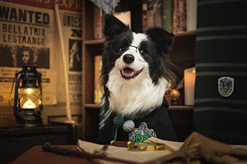 Dog Cat Costumes with Glasses and Neckties,Cosplay Costume Set Perfect for Party and Gifts for Cat Dog (Slytherin, Small) - Thumbnail 2