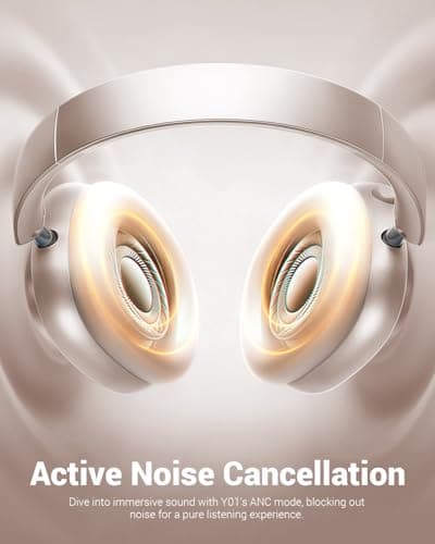 Wentronic Y01 Wireless Noise Canceling Headphones Bluetooth 5.3 Over Ear Headphones with Microphone, Hi-Res Audio, 48H Playtime, Foldable Comfortable Earpads,Compatible with iOS,Android,PC, Starlight - Thumbnail 3