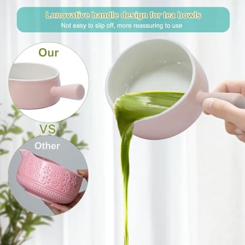 Dycoony Matcha whisk set, Matcha bowl with handle, 8-piece matcha set, bowl,matcha bamboo mixer, teaspoon, spoon, sieve, mixer holder,measuring cup,scoop stand, gift for matcha starter kit - Thumbnail 2