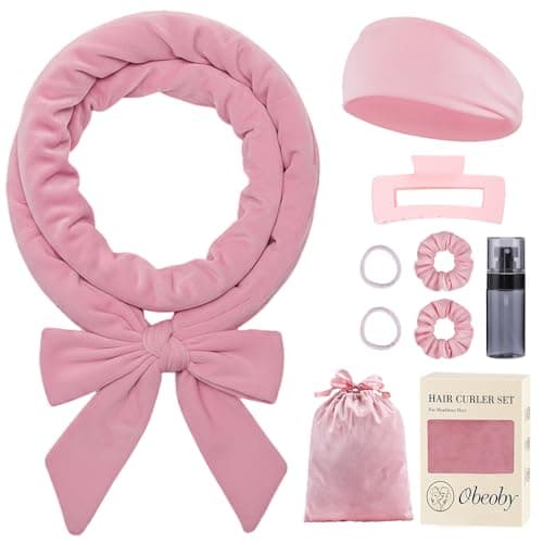 Obeoby Heatless Curls Overnight Set, No Heat Hair Curlers To Sleep In, Hair Rollers with Scrunchies and Clips for Women Long & Short Hair, pink - Image 1