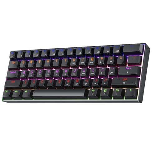Taramico 60% Gaming Keyboard, Black Wired RGB Mechanical Keyboard with No-Conflict 61 Keys, Compact PC Game Keyboards for Windows Mac, Quiet Blue Switch
