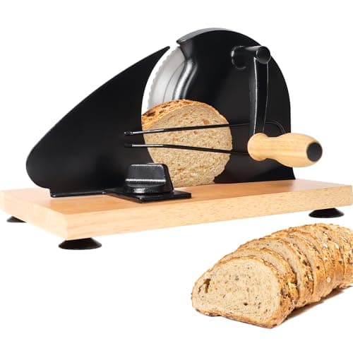 Manual Bread Slicer for Homemade Bread,Even Slicing Thickness-Adjustable Slices,Sourdough Slicer with Scale Lines&SuperStrong SuctionCup Fixation (Black-Guide) - Image 1