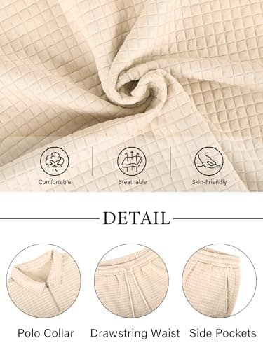 JEMLDL Men's Short Sets 2 Piece Polo Shirt Summer Outfits Casual Fashion Jogging Track Suits Short Sleeve Travel Sweatsuit Light Khaki 3X-Large - Thumbnail 5