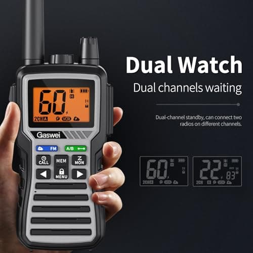 Gaswei GU1 Long Range Rechargeable Two Way Radios for Adults, GMRS Walkie Talkies with NOAA Weather Alert & Flashlight, 60 Channels, VOX, FM Radio, for Job Site, Construction, Hiking, Camping​​ - Thumbnail 4