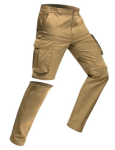 AOHIKE Cargo Pants for Men Convertible - Lightweight Zip Off Stretch Mens Hiking Pants for Outdoor Camping, Khaki - Image 1