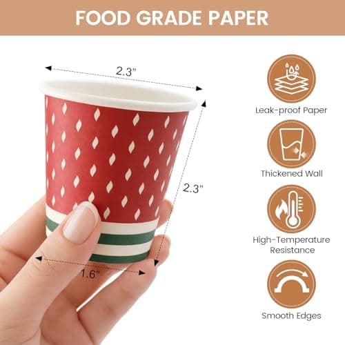 Biotakeware 300 Pack 3 oz Bathroom Paper Cups, Disposable Mouthwash Cups with 4 Mixed Designs, Small Mini Coffee Cups for Bathroom, Party, Picnic, Travel, and Events - Thumbnail 2