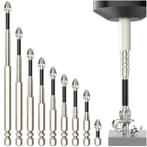 High Magnetic Screwdriver Drill Bit Set - 9Pcs K5 Impact Resistant Non Slip Bit - Magnetic Screwdriver Set - Screwdriver Bit Set - 25 50 65 70 75 90 100 120 150 (9pcs)