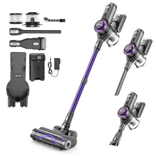 Cordless Vacuum Cleaner,600W 65KPA Dual Motor Vacuum for Home with AI Auto Suction,70Min Runtime,Stick Vacuums with Self-Standing Design,LED Headlights for Carpet,Hardwood Floors,Pet Hair,Tile