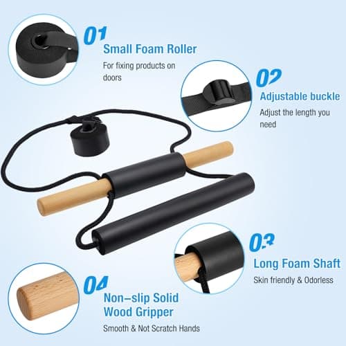 Cervical Neck Traction Over Door Device for Neck Relieve Neck Pain, Enhance Physical TherapyOver Door Use with Comfort Wood Grip - Thumbnail 3