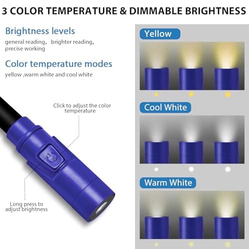 Portable Neck Light for Knitting & Crafts with 3 Light Settings, Dark Blue - Thumbnail 3