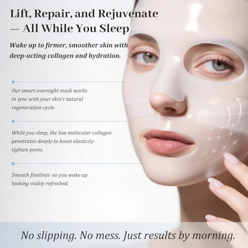 MUQIAN Rosemine Deep Collagen Anti-Wrinkle Lifting Overnight Mask Facial sheet masks with low molecular weight collagen for lifting, firming, and moisturizing 5 Packs - Thumbnail 4