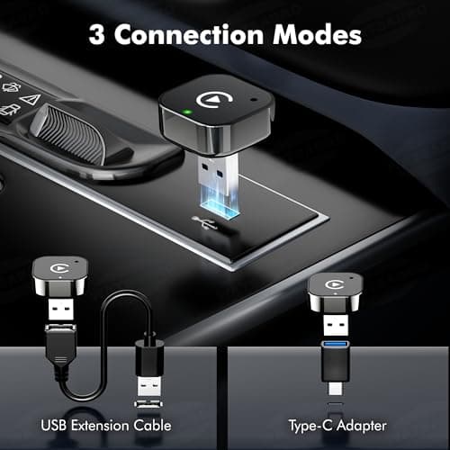 2026 Upgraded 2-in-1 Wireless CarPlay Adapter for iPhone & Android Auto, Plug and Play Wired to Wireless Dongle with Fast Auto-Connect, Works with 98% Factory Wired CarPlay Vehicles (USB-A/USB-C) - Thumbnail 4