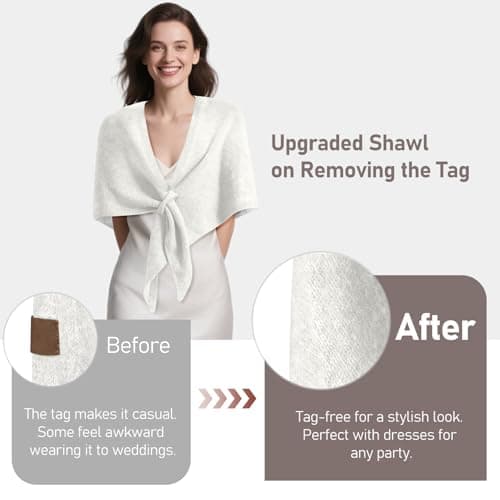 X-KIDS Pashmina Wraps for Women Poncho Shawls for Evening Dresses Top Casual Knitted Triangle Cashmere Scarf for Fall Winter - Thumbnail 4