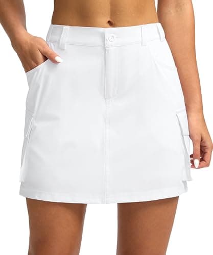 G Gradual Women's Skort 5 Pockets Cargo Skirt Golf Skirts Skorts for Women Casual Summer Hiking, White, XX-Large - Image 1
