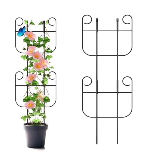 2 Pack Trellis for Climbing Plants Indoor, Expandable Small Metal Trellis for Potted Plants, Flowers Vine Ivy, Sturdy Houseplant Pothos Plant Climber Support - Image 1