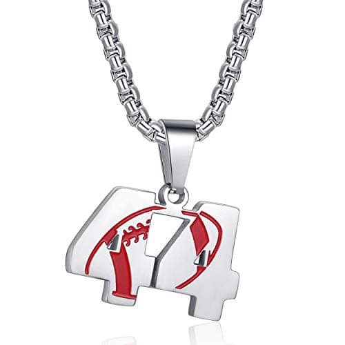 Rehoboth American Football Rugby Jersey Number 44 Pendant Necklace for Women Men 24 (22+2) Inch Adjustable Stainless Steel Chain - Image 1